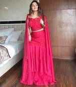 Pink Crepe Readymade Lehenga Choli with Embroidery & Sequence Work