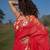 Red linen floral print printed saree