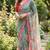 Green georgette floral print printed saree
