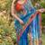 Blue georgette floral print printed saree