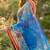 Blue georgette floral print printed saree