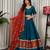 Teal Silk Blend Readymade Navratri Lehenga Choli with Embroidery & Mirror Work