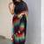 Black linen stripes print printed saree