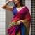 Multicolor linen stripes print printed saree