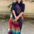 Multicolor linen stripes print printed saree