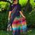 Multicolor linen stripes print printed saree