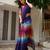 Multicolor linen stripes print printed saree