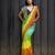 Multicolor linen stripes print printed saree