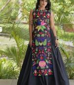Black Cotton Readymade Navratri Lehenga Choli with Embroidery & Thread Work
