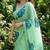 Light green georgette floral print embroidered saree