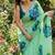 Light green georgette floral print embroidered saree