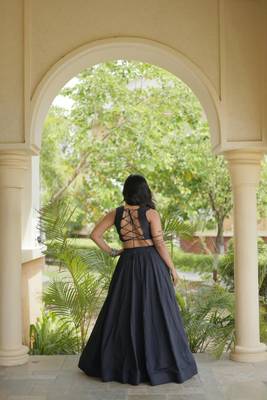 Black Cotton Readymade Navratri Lehenga Choli with Embroidery & Thread Work 4