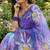 Purple georgette floral print embroidered saree
