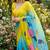 Multicolor georgette floral print embroidered saree