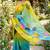 Multicolor georgette floral print embroidered saree