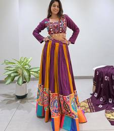 Wine Rayon Readymade Navratri Lehenga Choli with Embroidery & Mirror Work