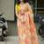 Peach linen floral print printed saree