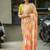 Peach linen floral print printed saree