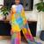Multicolor linen block print printed saree