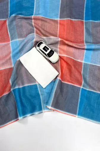 Multicolor linen stripes print printed saree
