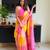 Multicolor linen stripes print printed saree