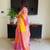 Multicolor linen stripes print printed saree