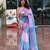 Multicolor linen block print printed saree