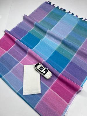 Multicolor linen block print printed saree 3