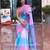 Multicolor linen block print printed saree