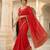 Red silk blend zari work embroidered saree