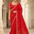 Red silk blend zari work embroidered saree