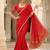 Red silk blend zari work embroidered saree