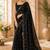 Black georgette floral print printed saree