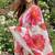 White georgette floral print printed saree