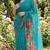 Teal georgette floral print printed saree