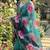 Dark green georgette floral print printed saree