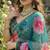Dark green georgette floral print printed saree