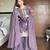 Purple silk blend readymade suit with embroidery & sequence work