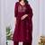 Wine pure cotton floral embroidered kurta trouser dupatta set