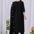 Black pure cotton floral embroidered kurta trouser dupatta set