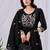 Black pure cotton floral embroidered kurta trouser dupatta set