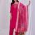 Pink silk floral embroidered kurta trouser dupatta set