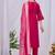 Pink silk floral embroidered kurta trouser dupatta set