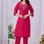Pink silk floral embroidered kurta trouser dupatta set