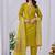 Yellow silk floral embroidered kurta trouser dupatta set