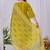 Yellow silk floral embroidered kurta trouser dupatta set