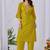 Yellow silk floral embroidered kurta trouser dupatta set