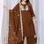 Brown pure cotton floral embroidered kurta trouser dupatta set