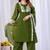 Green pure cotton floral embroidered kurta trouser dupatta set