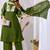 Green pure cotton floral embroidered kurta trouser dupatta set